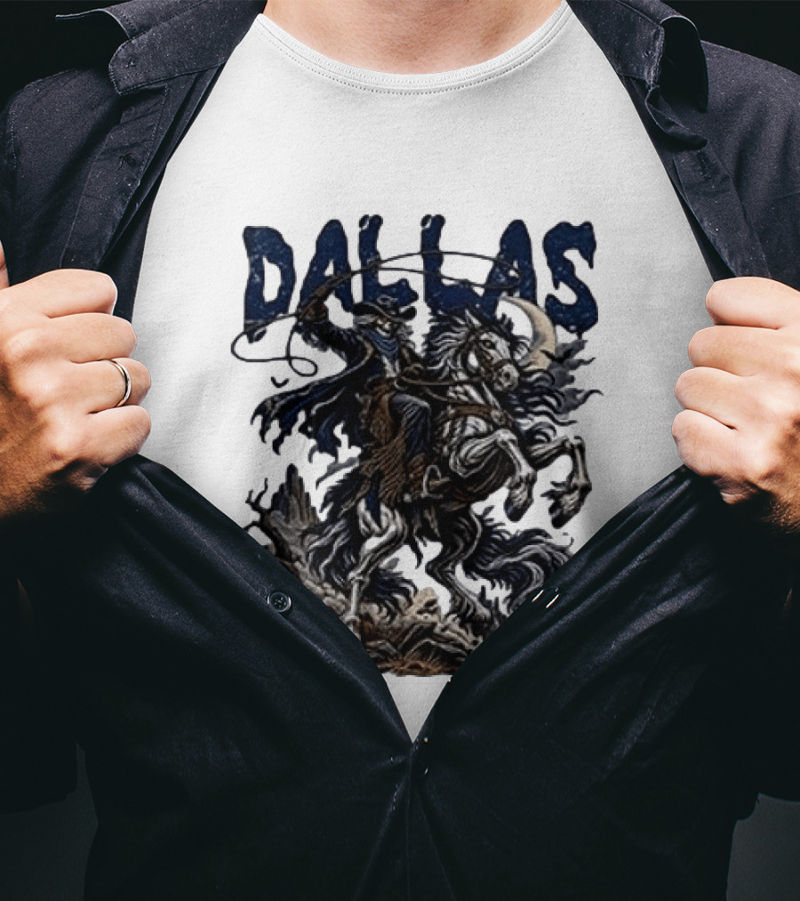 Dallas Cowboys Skeleton Horse Rider Halloween T-Shirt