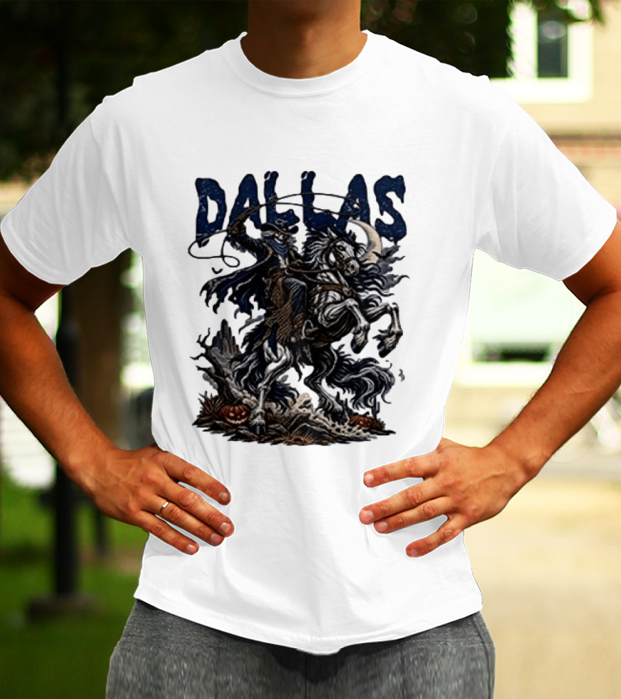 Dallas Cowboys Skeleton Horse Rider Halloween T-Shirt