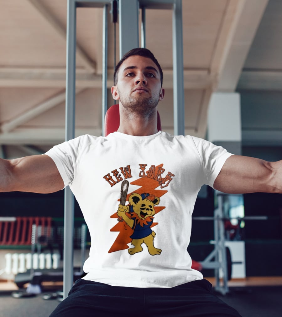 New York Grateful Dead Dancing Bear Batting Baseball Mets MLB T-Shirt