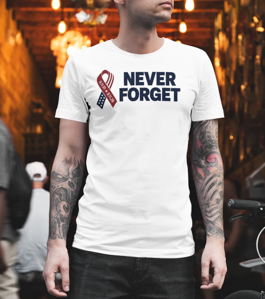 Jim Harbaugh Never Forget 911 Memorial Ribbon T-Shirt