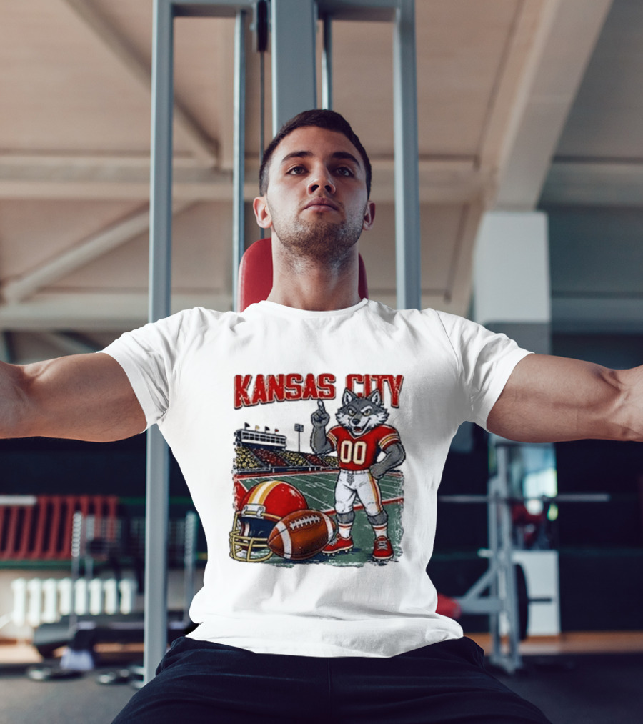 Kansas City Chiefs Wolf Mascot Football Stadium Scene T-Shirt