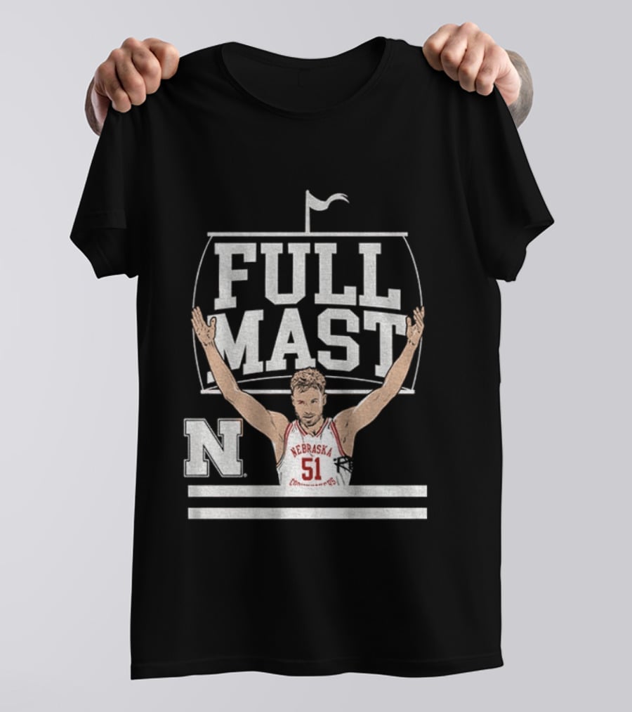 Rienk Mast 51 Full Mast Nebraska Cornhuskers Basketball Cartoon T-Shirt