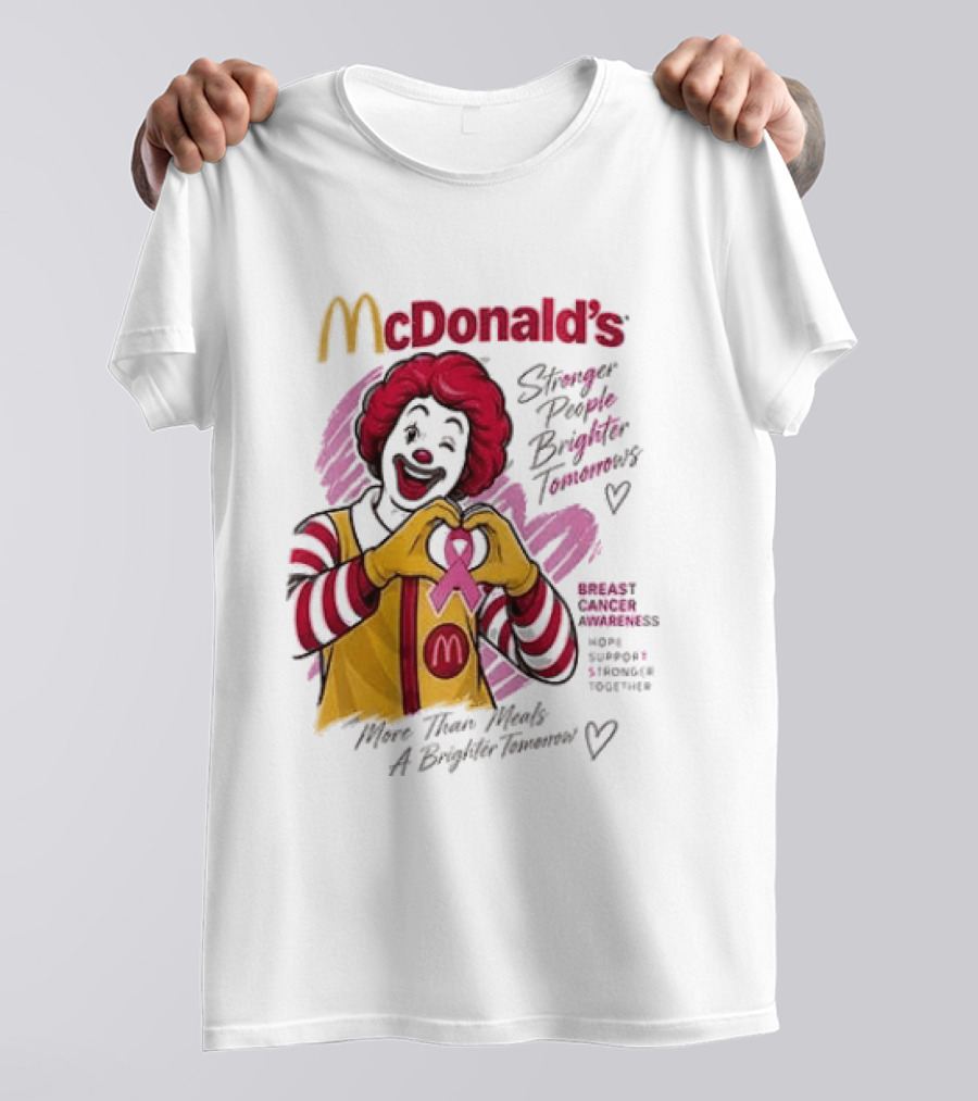 McDonald's Ronald McDonald Breast Cancer Awareness "More Than Meals A Brighter Tomorrow" Pink Ribbon T-Shirt