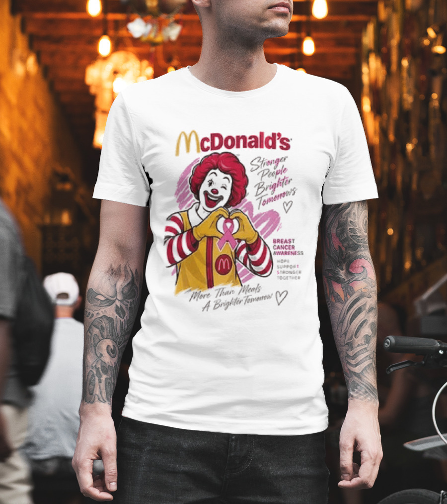 McDonald's Ronald McDonald Breast Cancer Awareness "More Than Meals A Brighter Tomorrow" Pink Ribbon T-Shirt