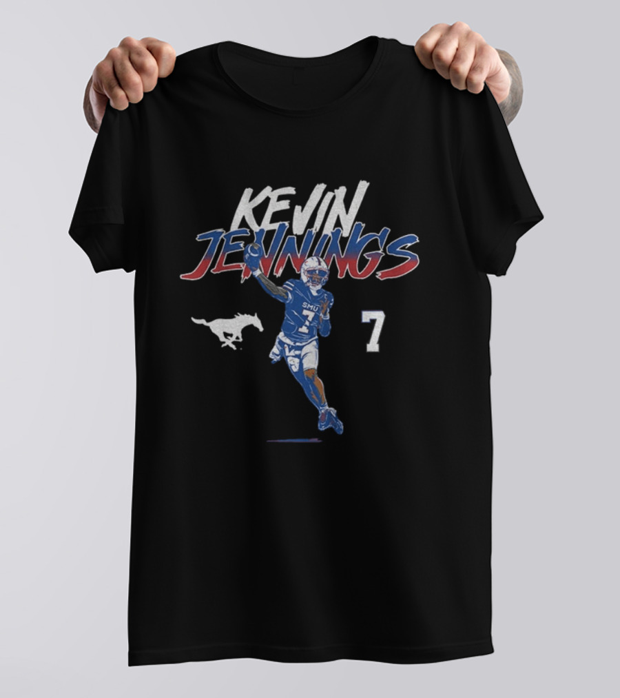 SMU Mustangs Kevin Jennings 7 Football Player Pose T-Shirt