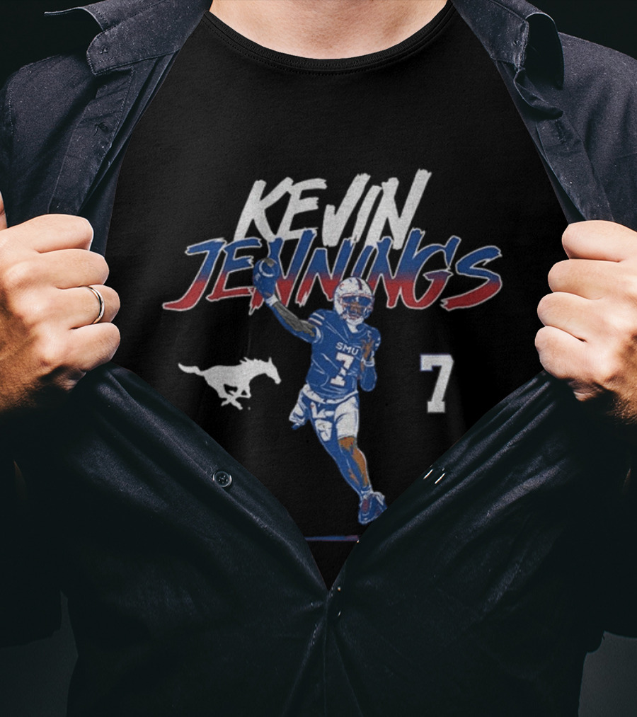 SMU Mustangs Kevin Jennings 7 Football Player Pose T-Shirt