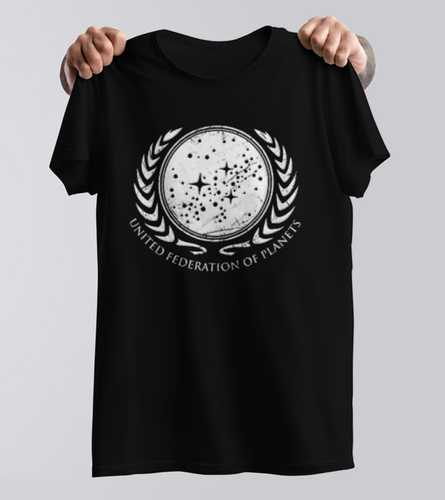 United Federation Of Planets Distressed Star Field Laurel Wreath T-Shirt