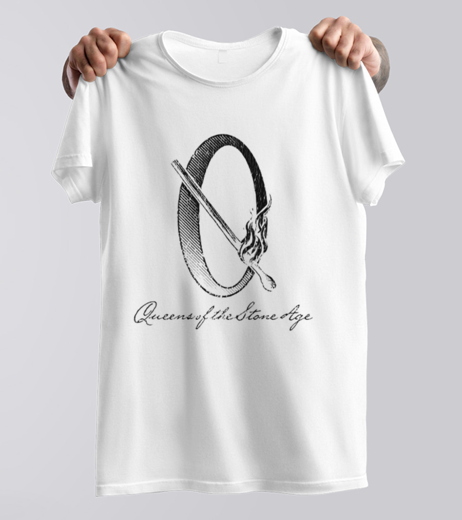 Queens Of The Stone Age QOTSA O Logo With Flaming Match T-Shirt