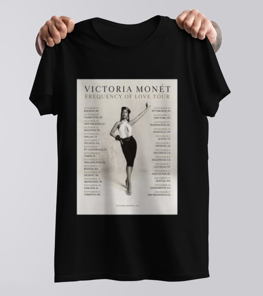 Victoria Monét Frequency Of Love Tour 2026 North America Dates Raleigh Charlotte New Orleans Houston Los Angeles Sacramento T-Shirt