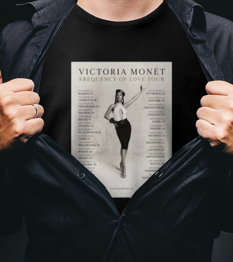 Victoria Monét Frequency Of Love Tour 2026 North America Dates Raleigh Charlotte New Orleans Houston Los Angeles Sacramento T-Shirt