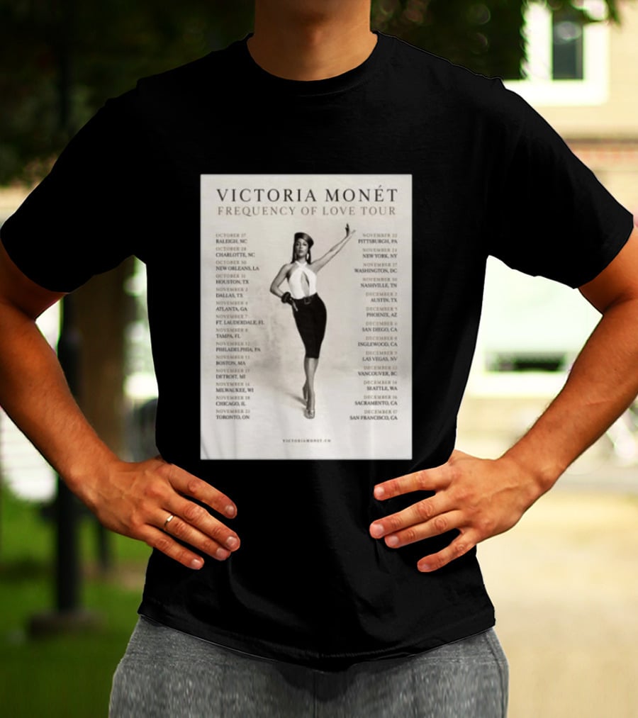 Victoria Monét Frequency Of Love Tour 2026 North America Dates Raleigh Charlotte New Orleans Houston Los Angeles Sacramento T-Shirt