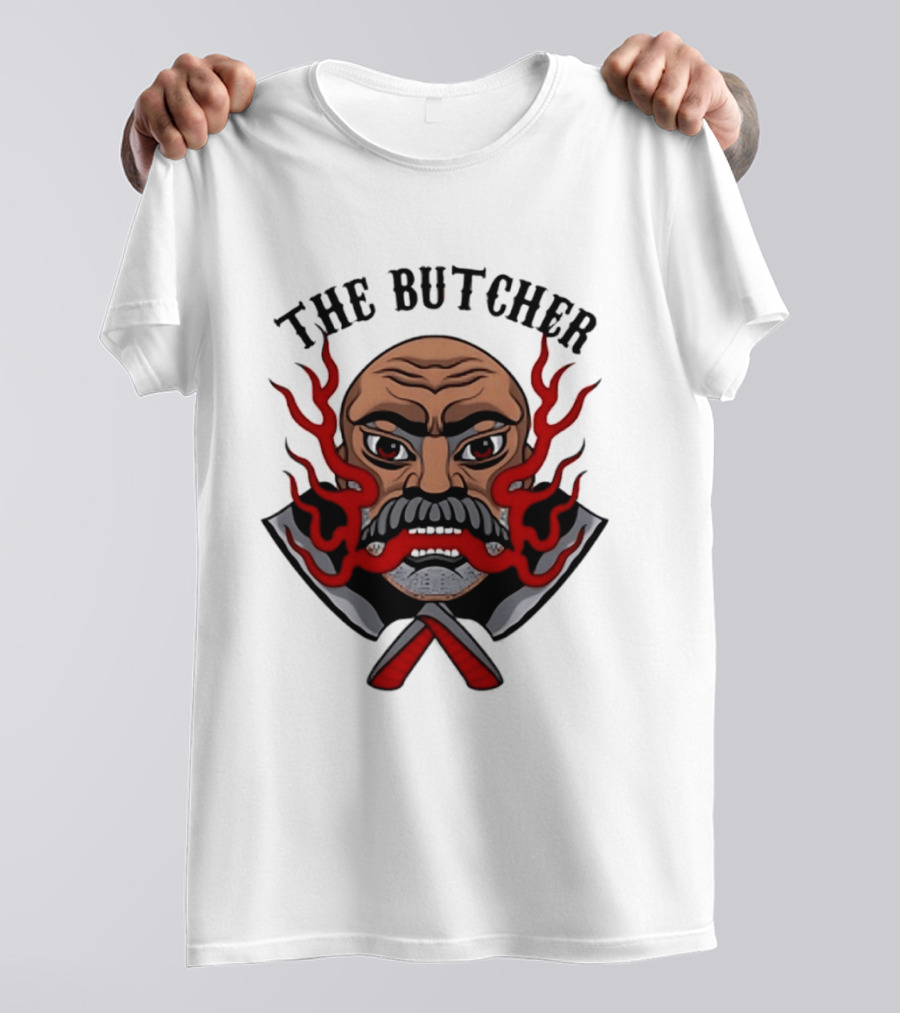 The Butcher AEW Professional Wrestling Skull Flames Axes T-Shirt