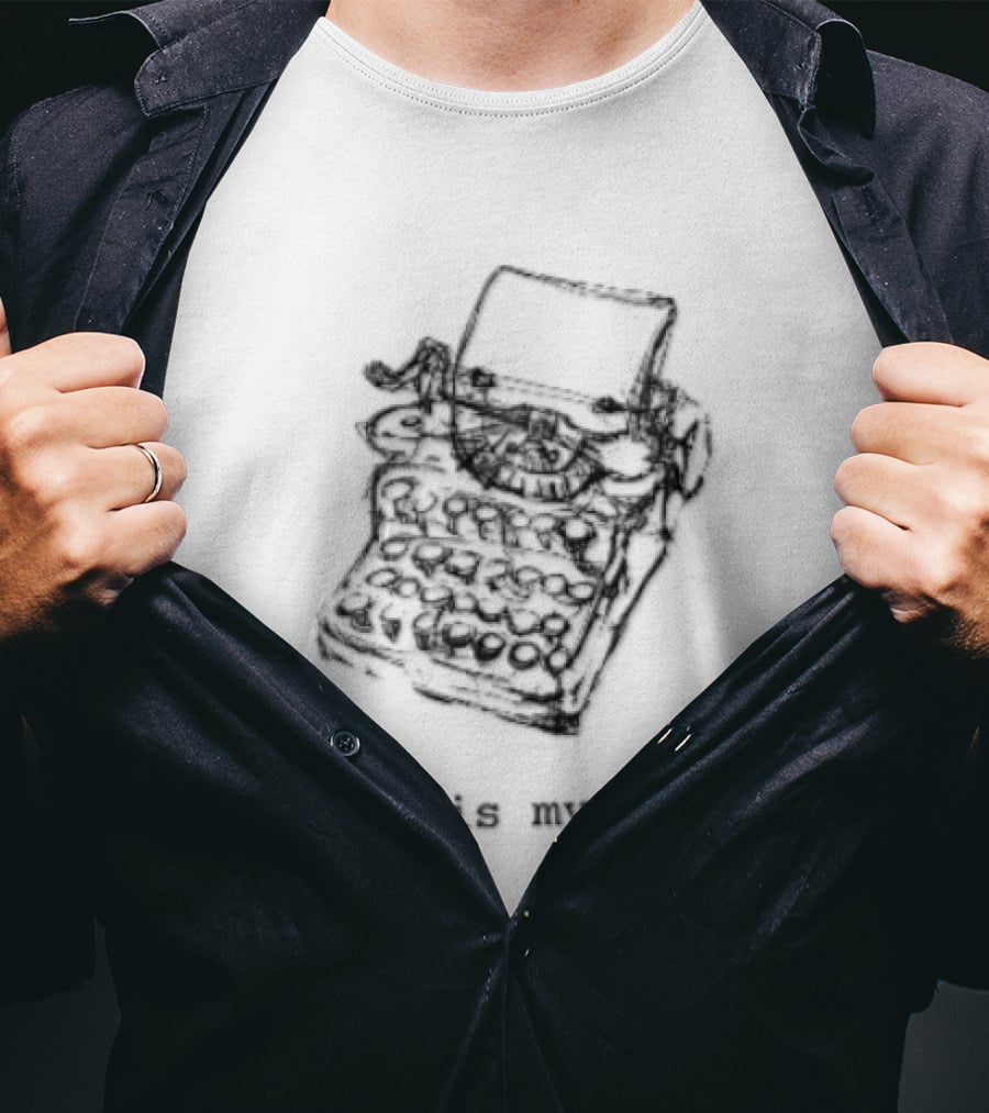 This Is My Type Mechanical Typewriter Pencil Line Sketch T-Shirt
