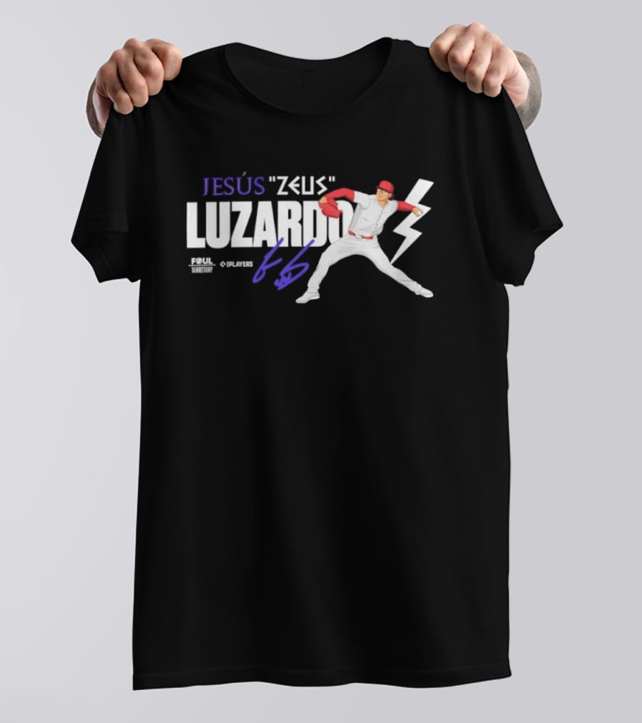 Jesús Zeus Luzardo Pitching Foul Territory 44 Lightning Bolt T-Shirt