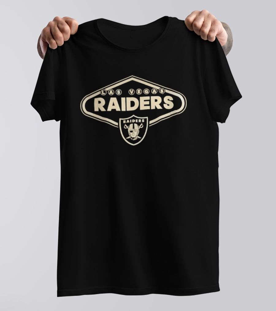 Las Vegas Raiders Neon Style Sign With Shield T-Shirt