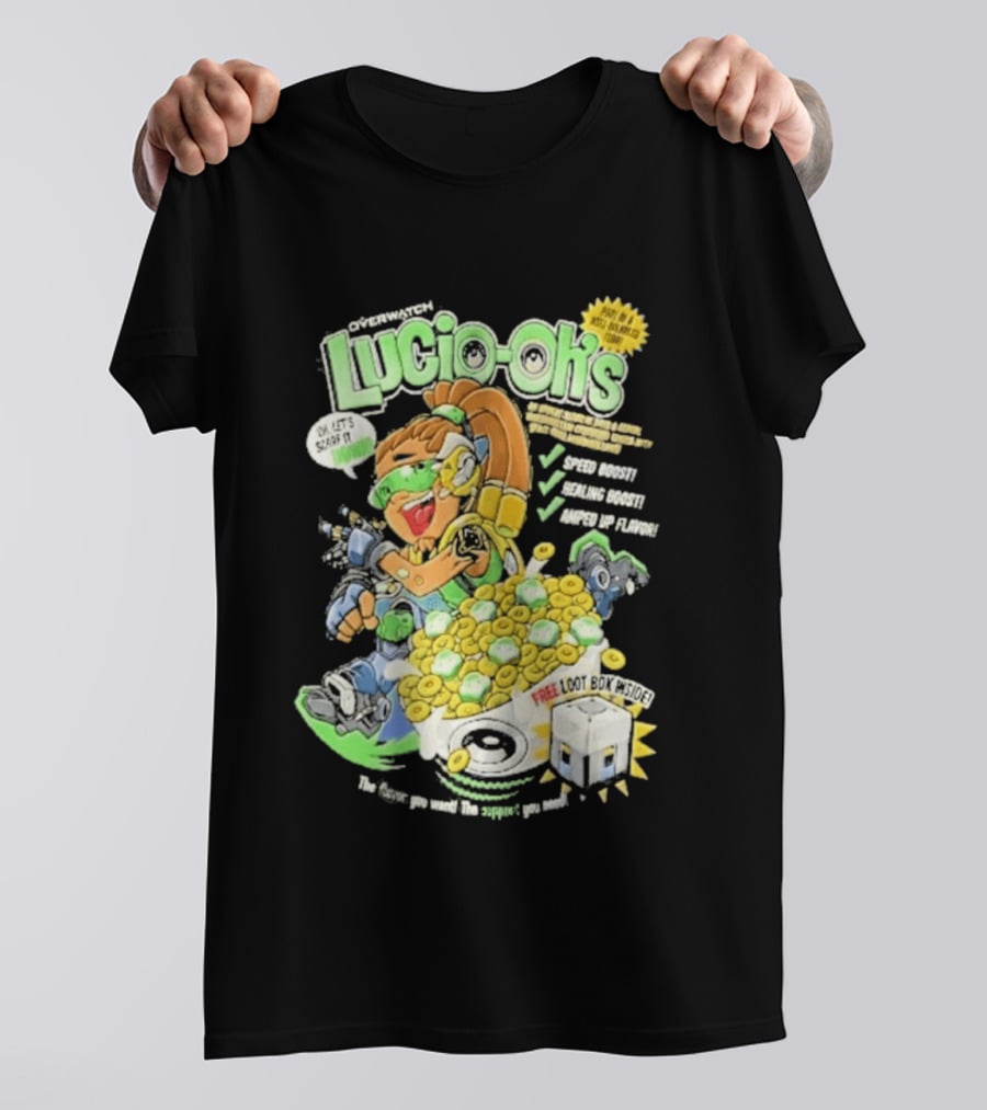 Lucio Oh's Cereal Sound Boost Sonic Waves Packed With Flavor T-Shirt