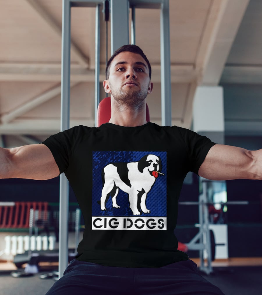 Cig Dogs Saint Bernard Smoking Cigarette Funny Canine T-Shirt