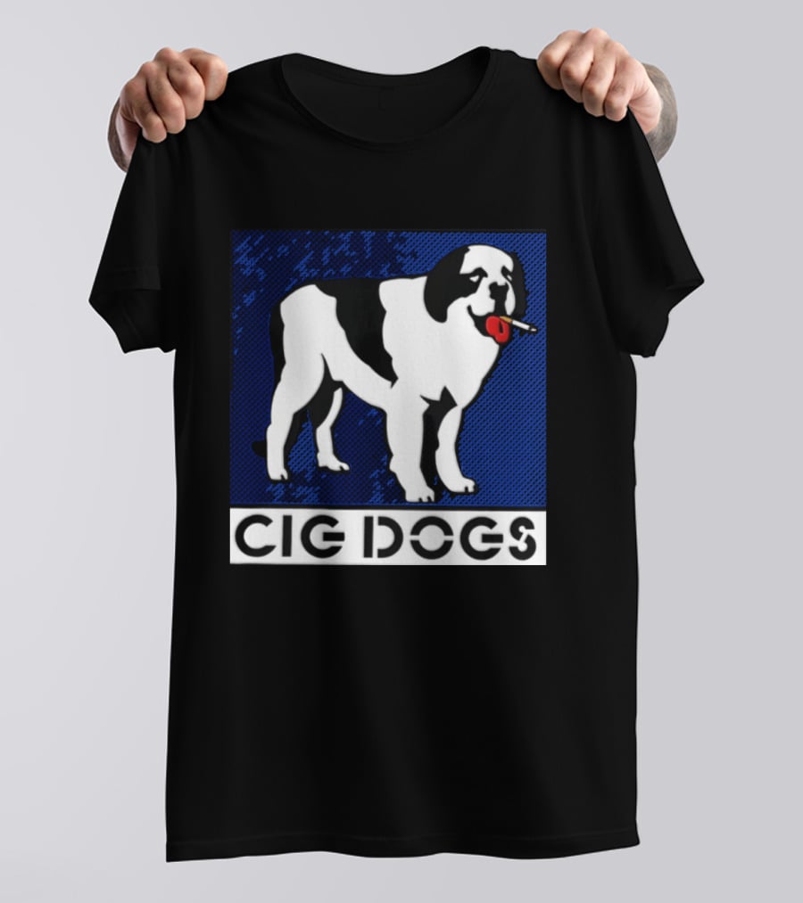 Cig Dogs Saint Bernard Smoking Cigarette Funny Canine T-Shirt