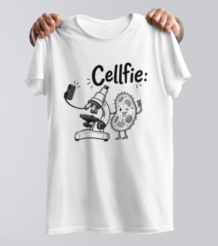 Cellfie Microscope And Cell Taking A Selfie Fun Science Humor T-Shirt