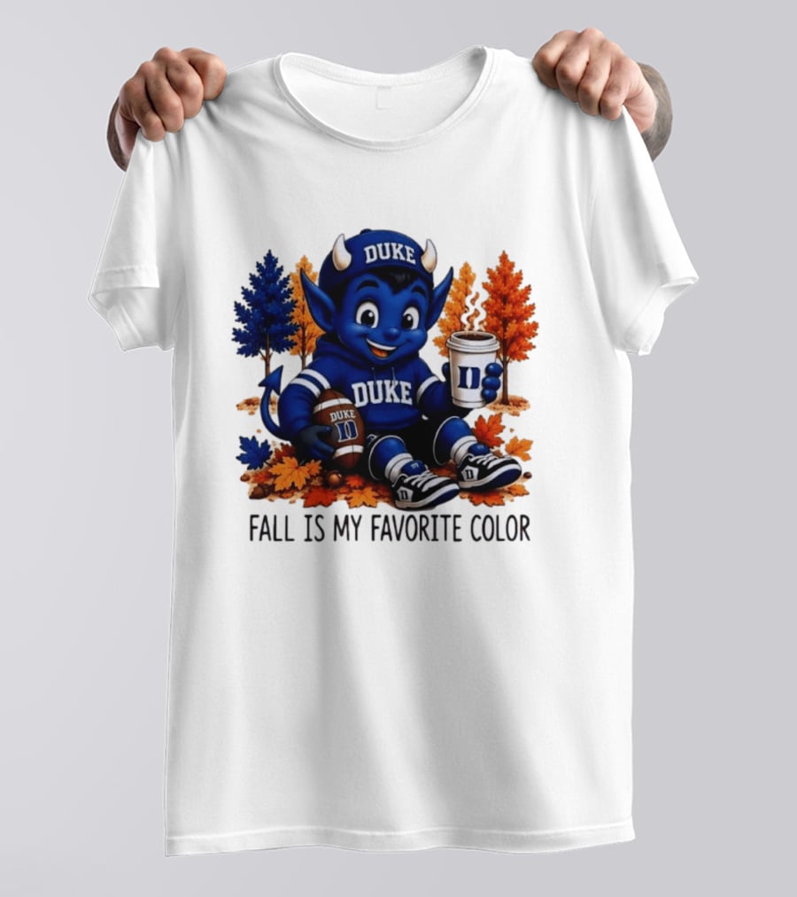 Duke Blue Devils Fall Is My Favorite Color Football Coffee Autumn Leaves T-Shirt