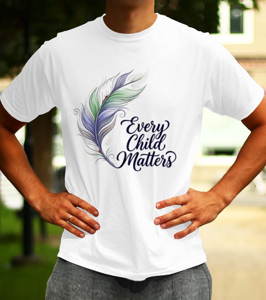 Every Child Matters Colorful Feather Orange Day Awareness T-Shirt