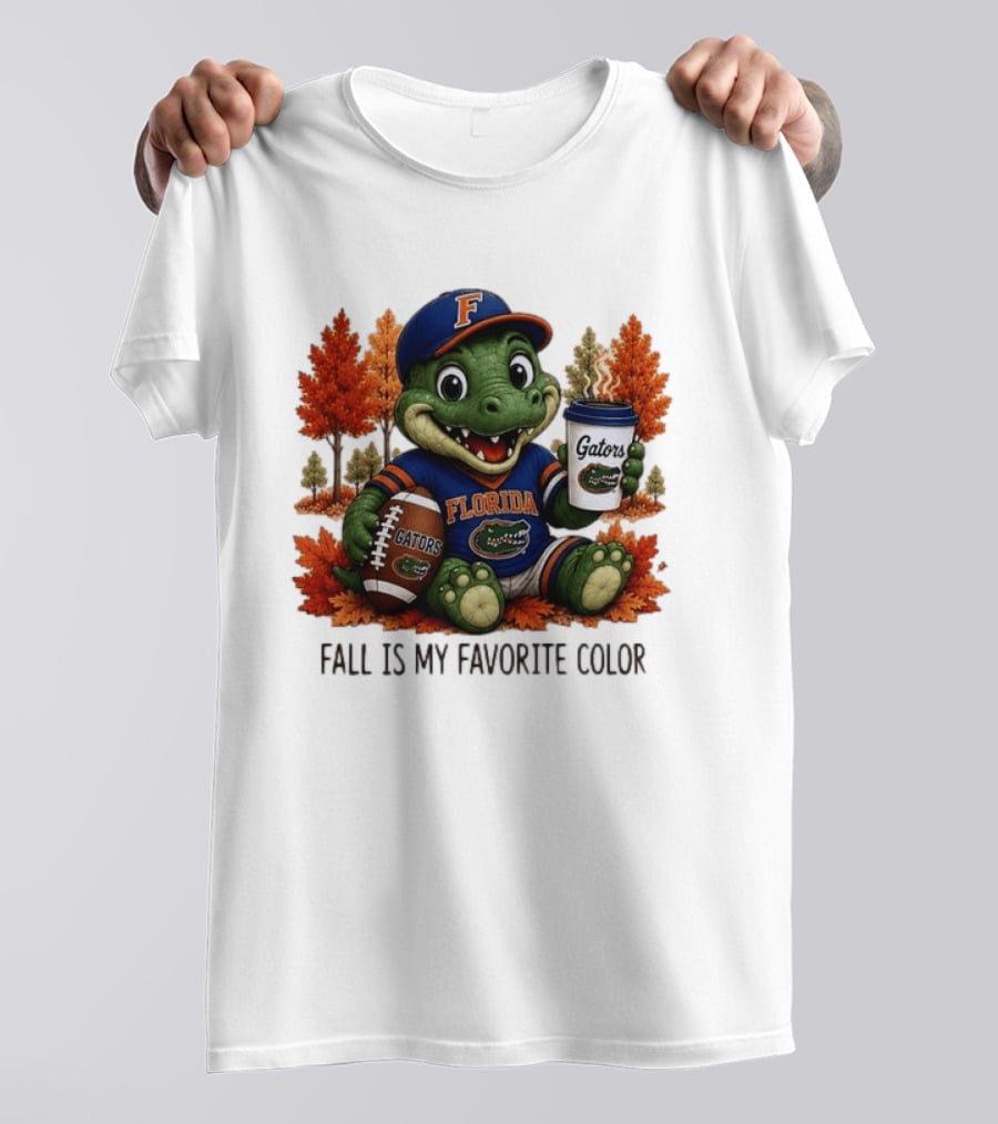 Florida Gators Fall Is My Favorite Color Gators Football Mascot Coffee Football Autumn Leaves T-Shirt