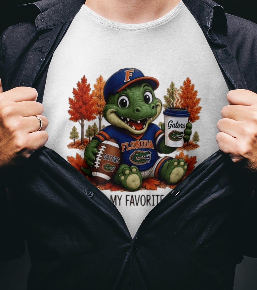 Florida Gators Fall Is My Favorite Color Gators Football Mascot Coffee Football Autumn Leaves T-Shirt