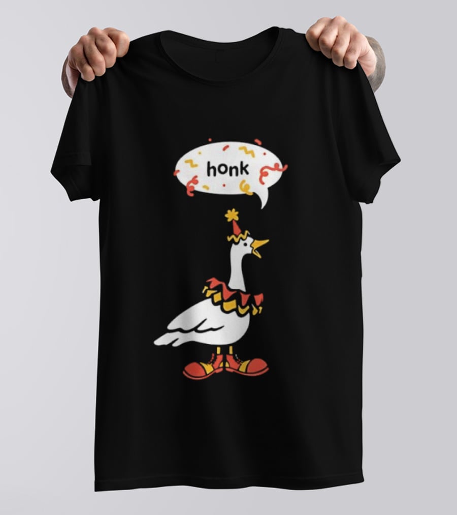 Honk Clown Goose Circus Costume With Confetti Speech Bubble T-Shirt
