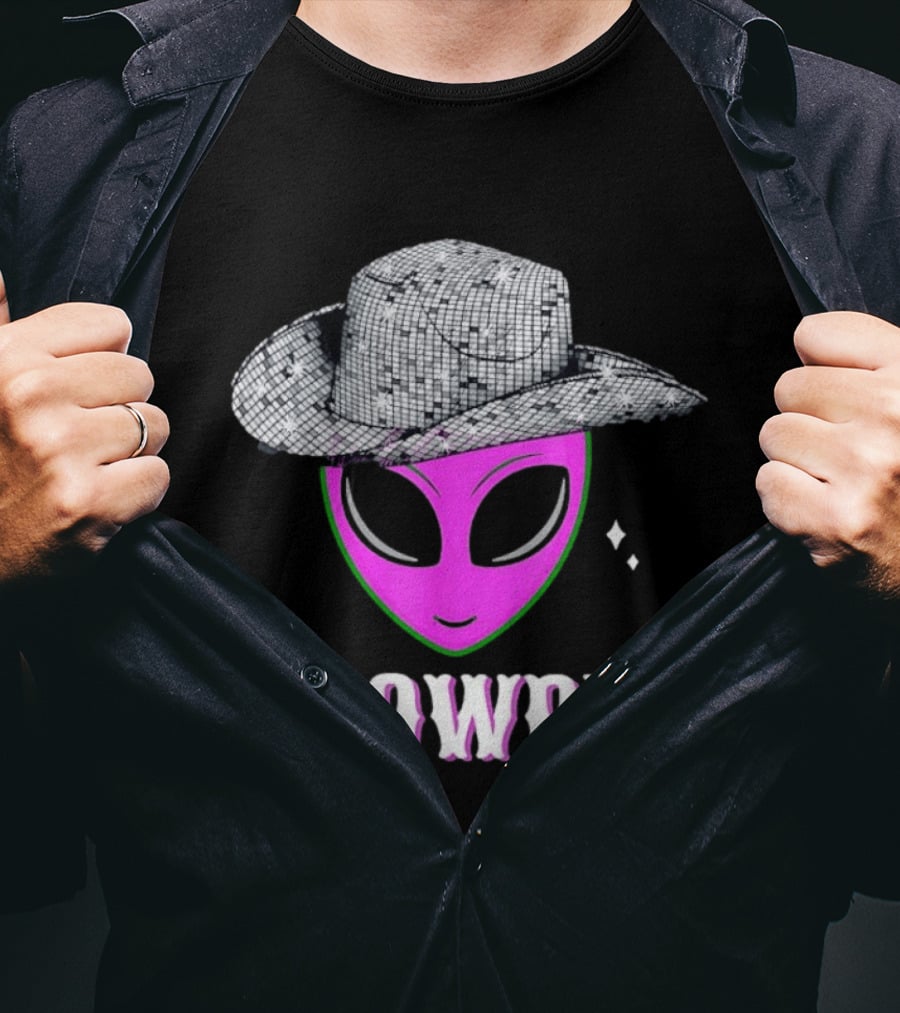 Howdy Alien Disco Cowboy Hat Western T-Shirt