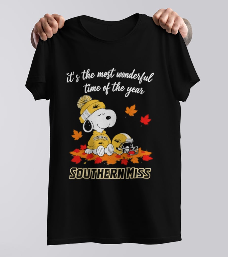 Snoopy It's The Most Wonderful Time Of The Year Southern Miss Golden Eagles Peanuts Fall Football T-Shirt