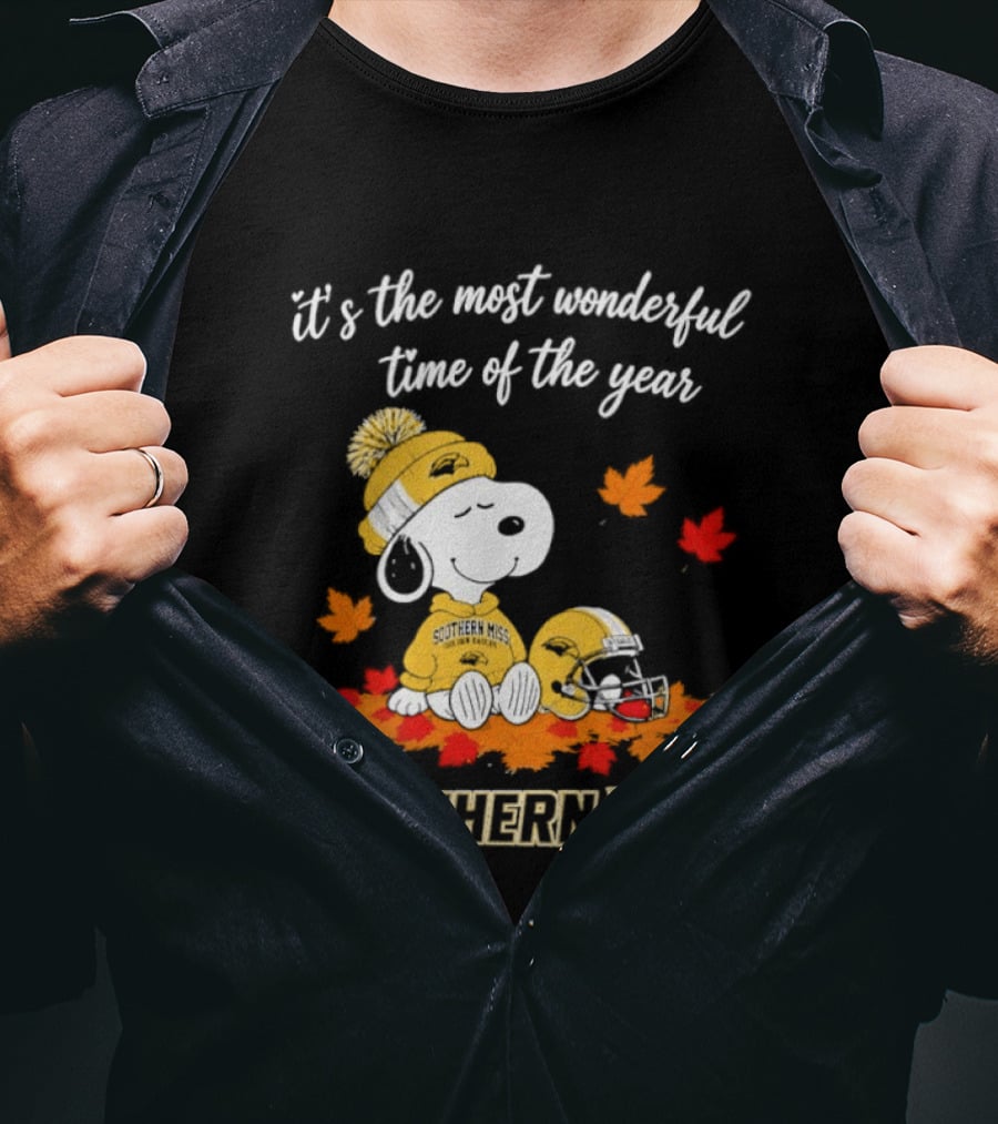 Snoopy It's The Most Wonderful Time Of The Year Southern Miss Golden Eagles Peanuts Fall Football T-Shirt