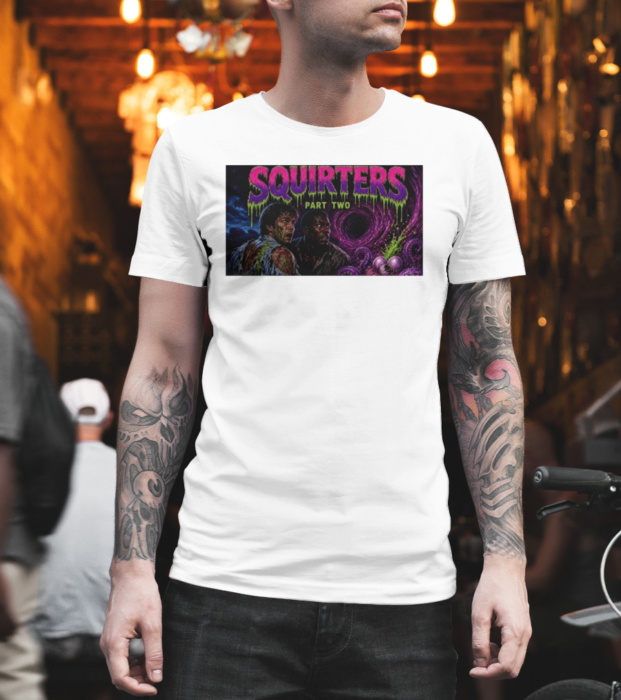 Squirters Part Two 1980s Horror Creature Scene T-Shirt