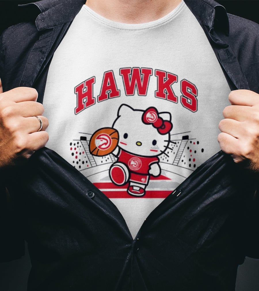 Hello Kitty Atlanta Hawks Basketball Collaboration 2026 NBA Season T-Shirt