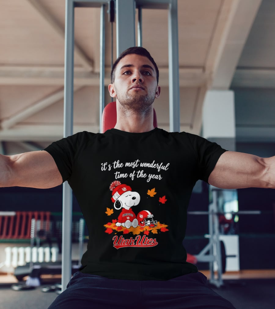 Snoopy It's The Most Wonderful Time Of The Year Utah Utes Autumn Cozy Vibe T-Shirt
