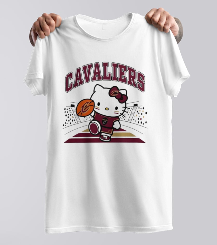 Hello Kitty Cavaliers Basketball 2026 NBA Season Collaboration T-Shirt