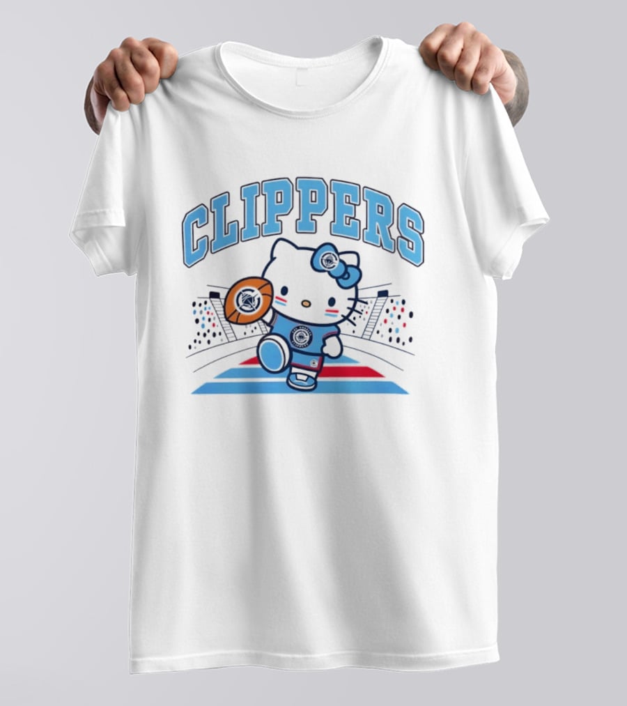 Hello Kitty Clippers 2026 NBA Season Basketball Fan Collaboration T-Shirt