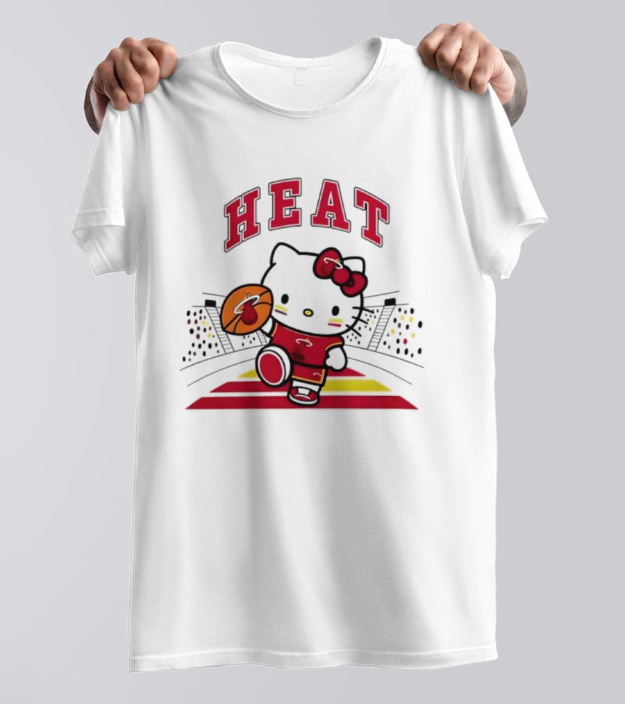 Hello Kitty Heat Miami NBA Basketball 2026 Season Collaboration T-Shirt