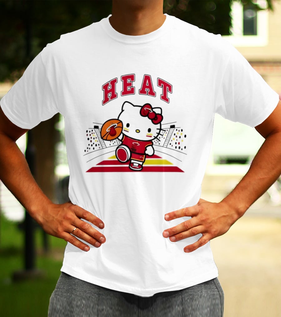 Hello Kitty Heat Miami NBA Basketball 2026 Season Collaboration T-Shirt
