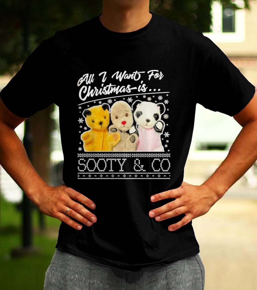 All I Want For Christmas Is Sooty And Co Vintage Stuffed Characters T-Shirt