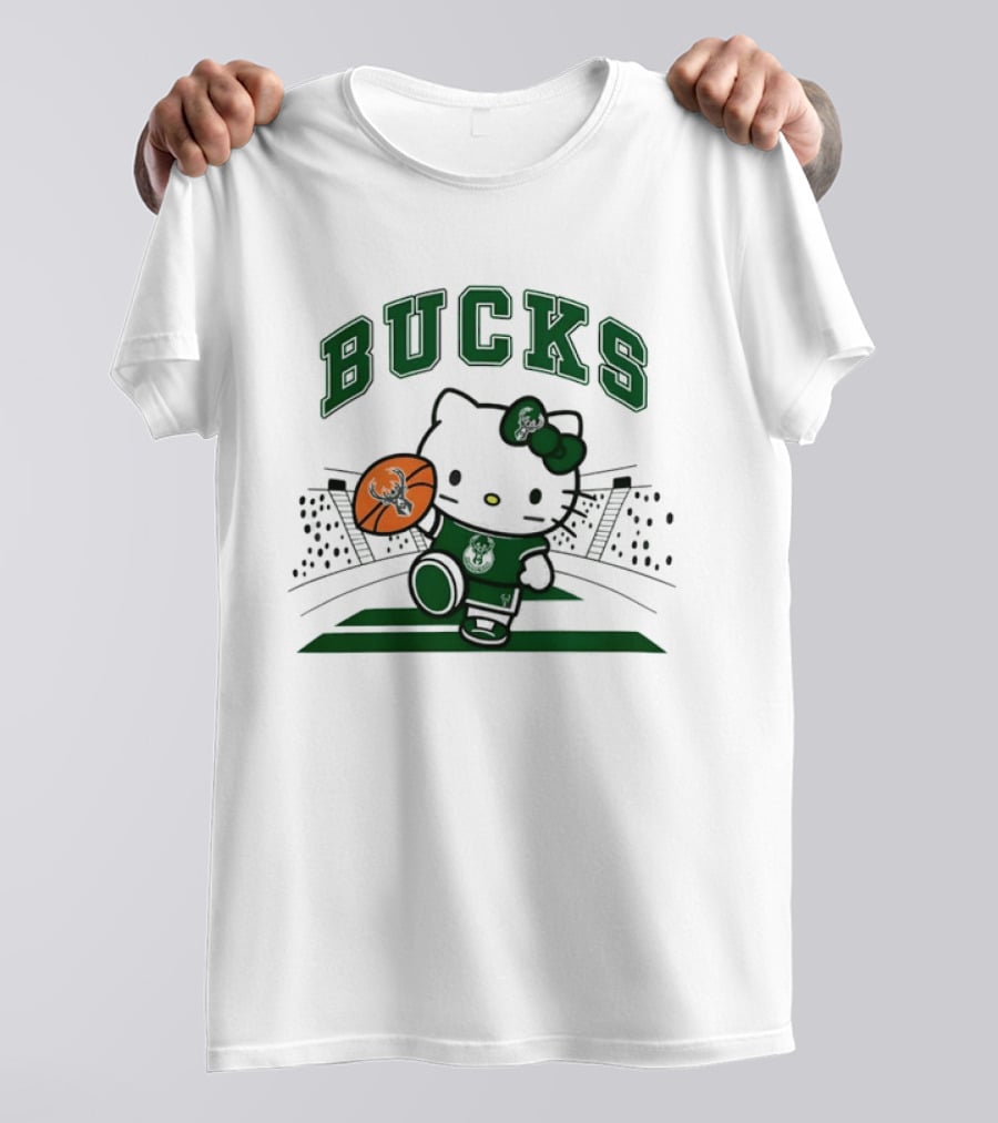 Hello Kitty Bucks Basketball Milwaukee Crossover 2026 NBA Season T-Shirt