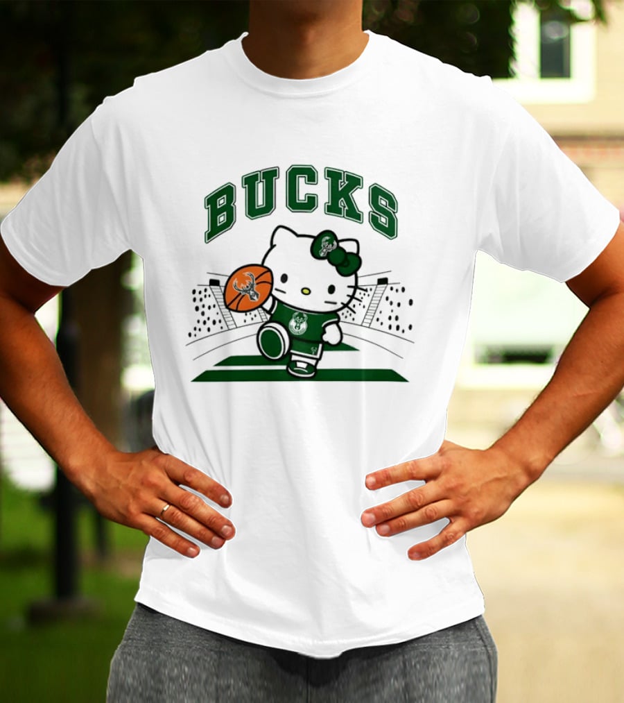 Hello Kitty Bucks Basketball Milwaukee Crossover 2026 NBA Season T-Shirt