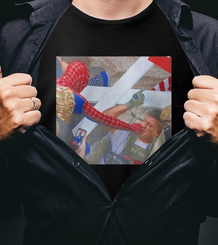 Invisible Touch Spider Man Meets Protester Face Off T-Shirt