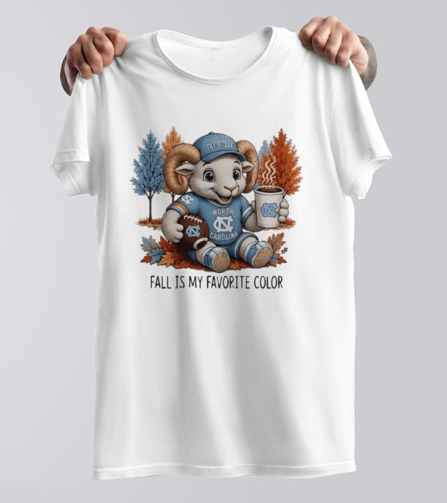 North Carolina Tar Heels Ram Fall Is My Favorite Color Football And Coffee T-Shirt
