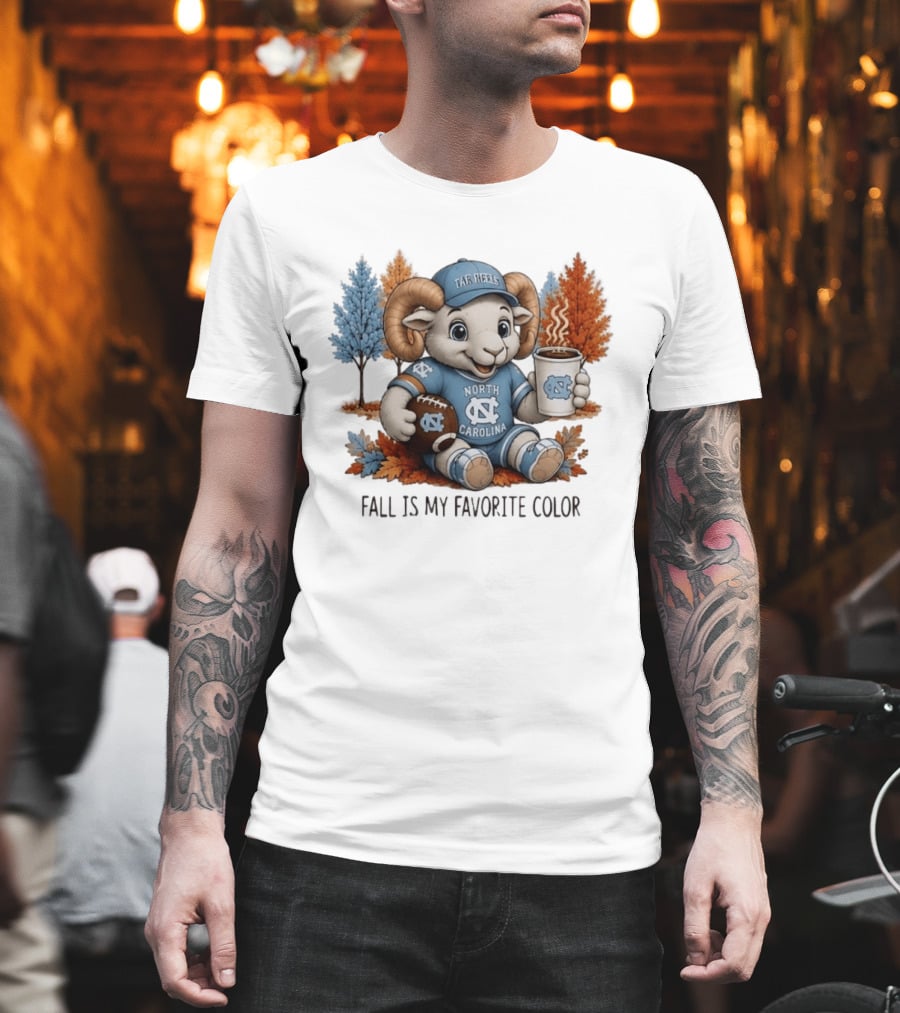 North Carolina Tar Heels Ram Fall Is My Favorite Color Football And Coffee T-Shirt
