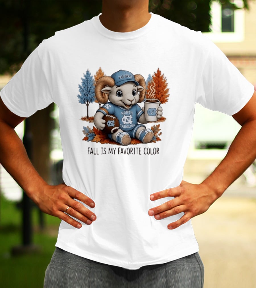 North Carolina Tar Heels Ram Fall Is My Favorite Color Football And Coffee T-Shirt