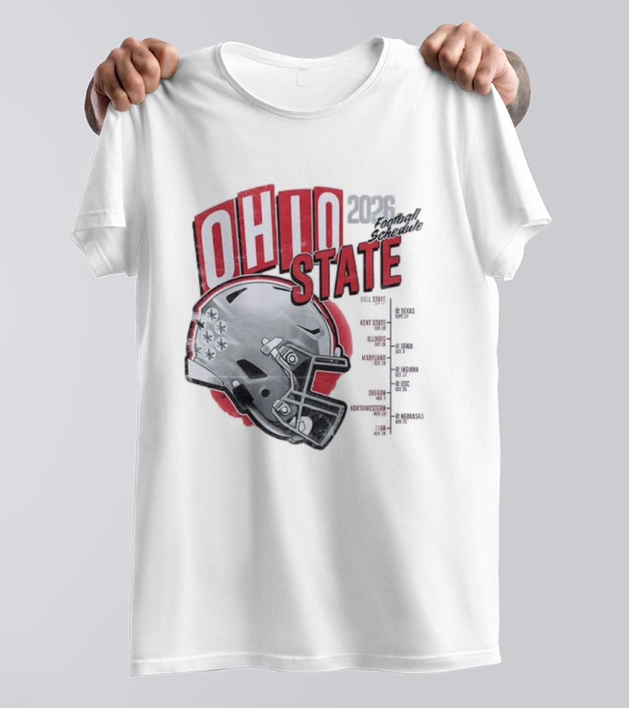 Ohio State Buckeyes 2026 Football Schedule Helmet T-Shirt