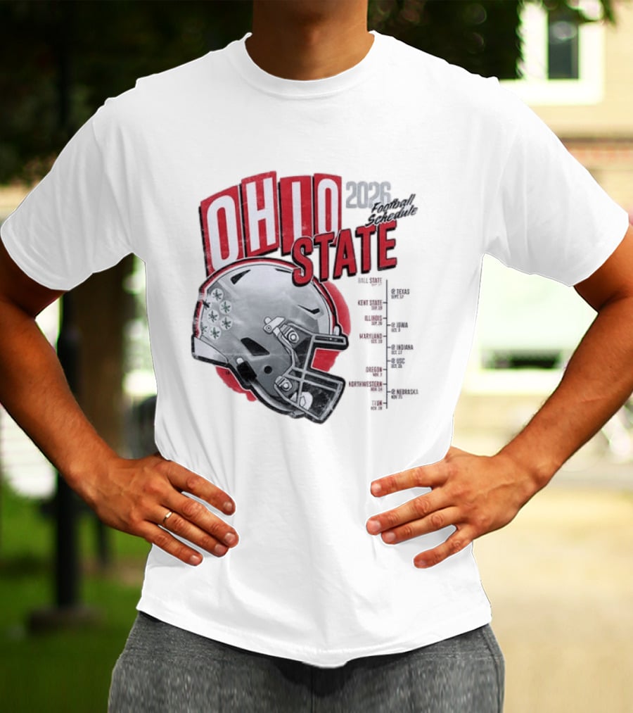 Ohio State Buckeyes 2026 Football Schedule Helmet T-Shirt