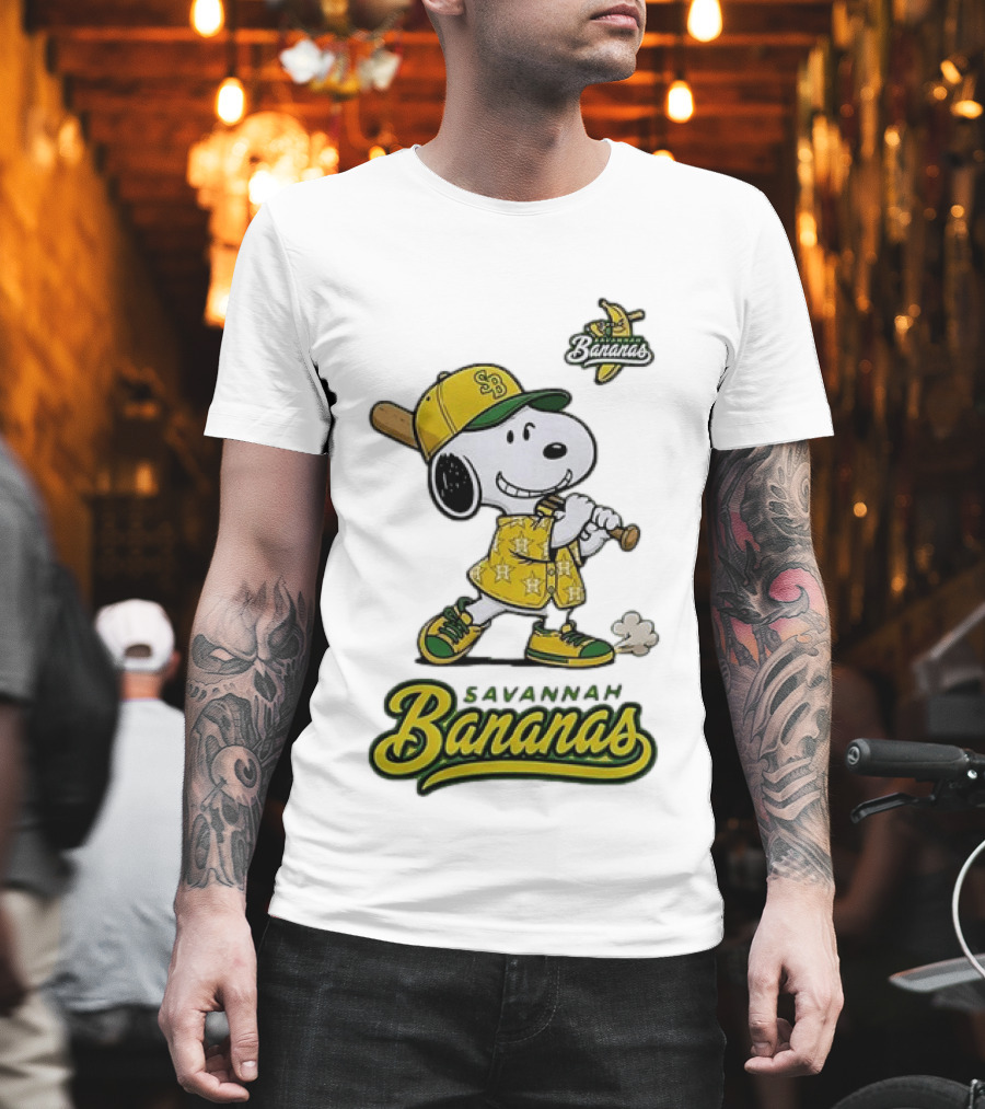 Snoopy Savannah Bananas Peanuts Baseball Collaboration T-Shirt
