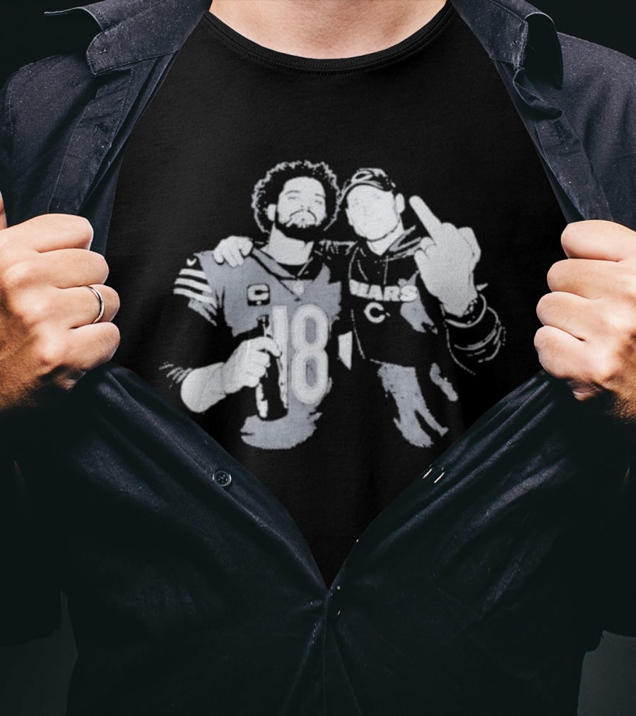 Bears Caleb Williams Ben Johnson Middle Finger Gesture T-Shirt