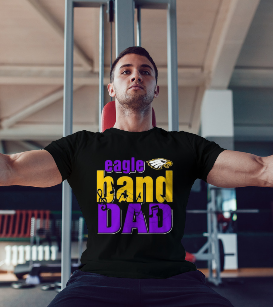 Eagle Band Dad With Eagle Head Icon Yellow And Purple T-Shirt